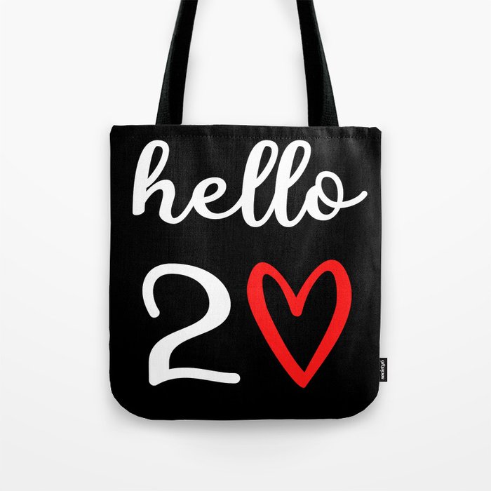 Hello Twenty 20th Birthday Gift Hello 20 Heart Tote Bag
