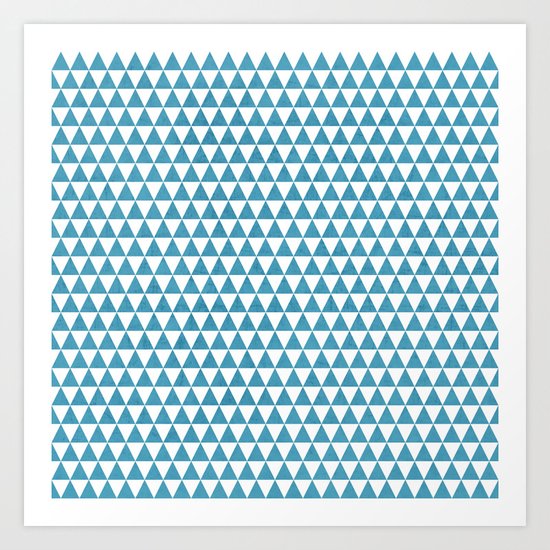 triangles - folk blue and white Art Print