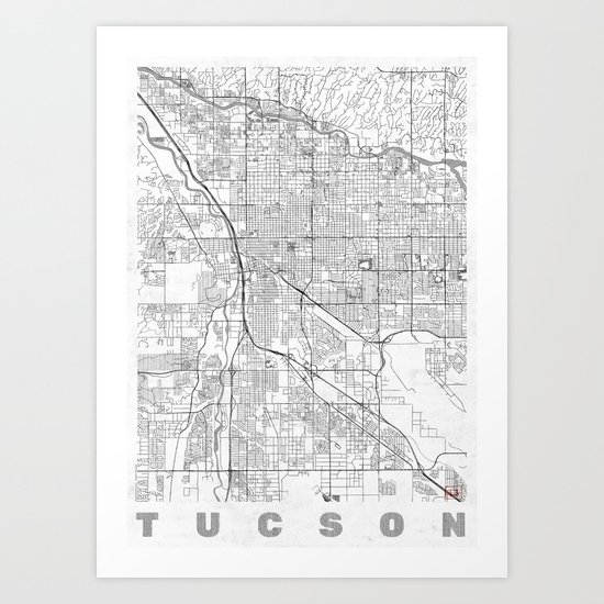 Tucson Map Line Art Print