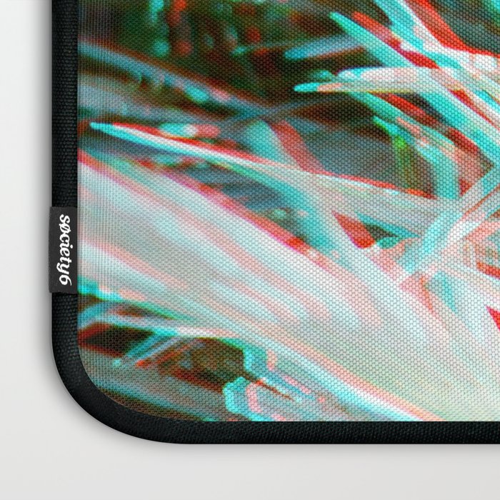 Glitch Art Retro 3d Style Photography Green Turquoise Cyan And Pink Tropical Leaves Laptop Sleeve