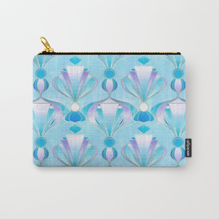 Blue Purple and Silver Art Deco Carry-All Pouch