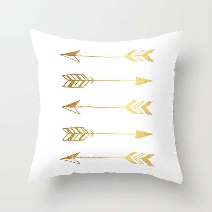 Faux gold foil arrows Throw Pillow