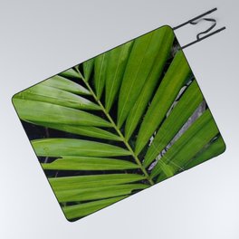 Green Palm Leaf Pattern Picnic Blanket