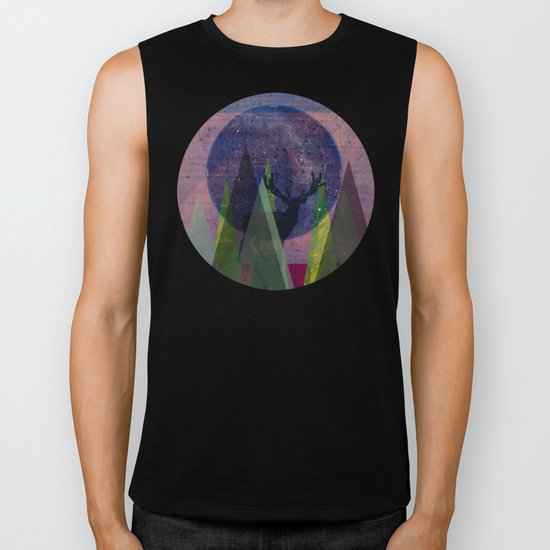 Wonder Wood Deer Dream Forest - Waiting for the sun · Crop Circle Biker Tank