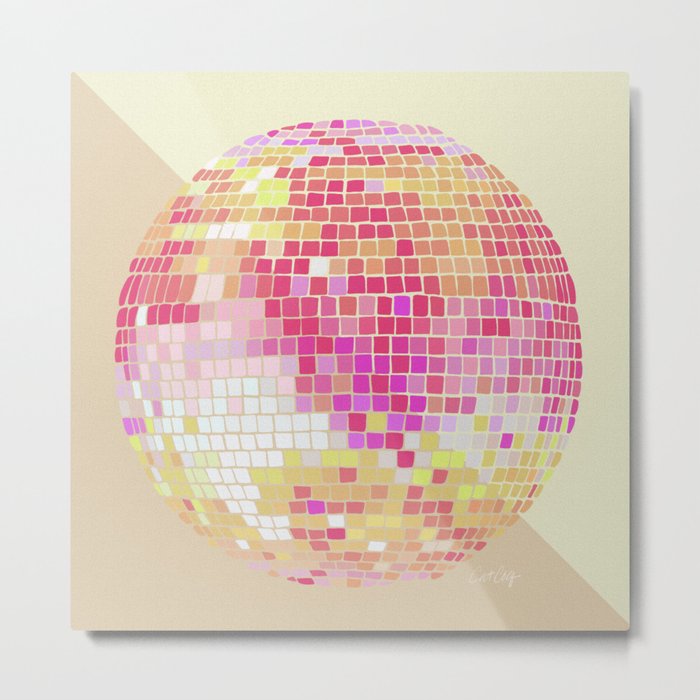 Disco Ball – Pink Ombré Metal Print