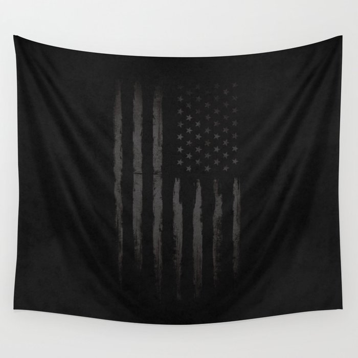 Black American flag Wall Tapestry