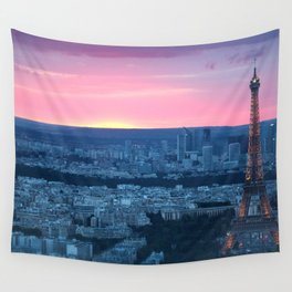 Paris City Sunset Wall Tapestry
