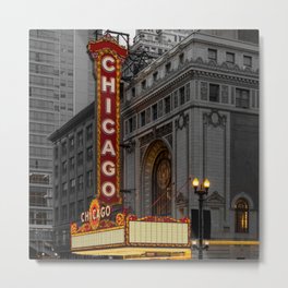 Chicago Theatre Sign Downtown State Street Historic Theater Marquee Metal Print