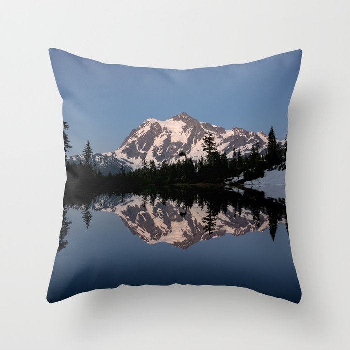 Mt. Shuksan - Blue Hour Reflection Throw Pillow