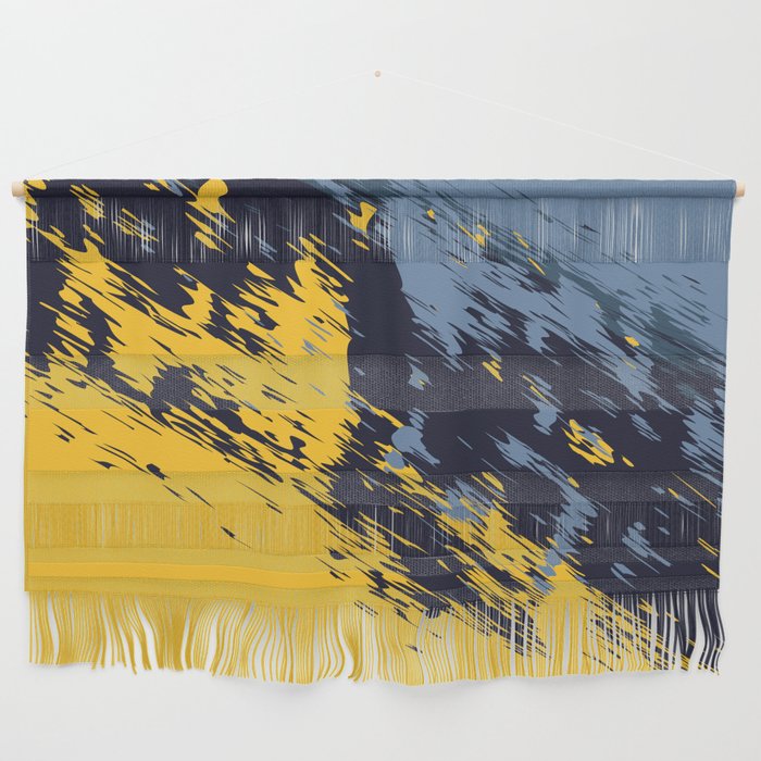 Brush - Abstract Colourful Art Design in Yellow and Blue Wall Hanging