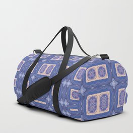 Circles and Stars of Blue and Tan Digital Pattern Duffle Bag