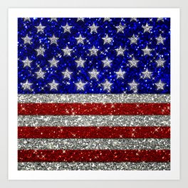 Glitter Sparkle American Flag Pattern Art Print