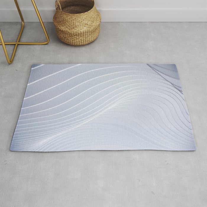 Cool White Concentric Waves Rug