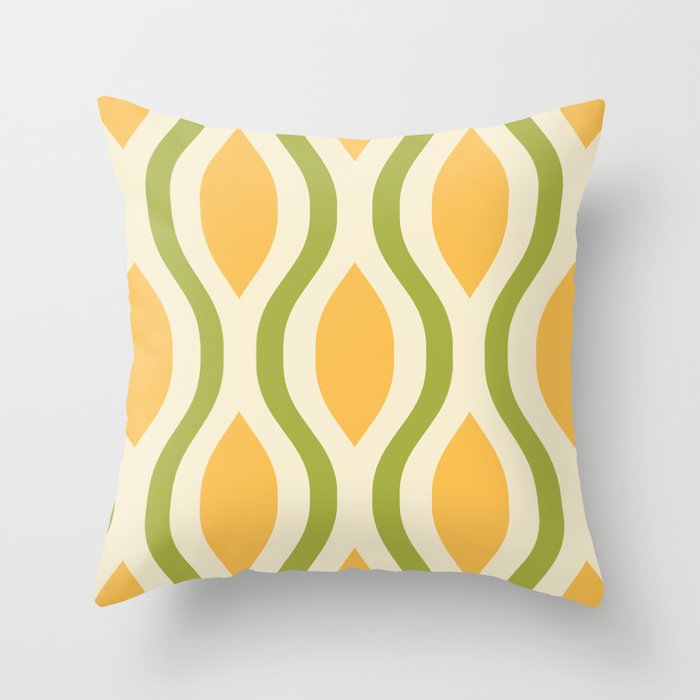 Mid-Century Modern Decoration 371 Yellow and Green Throw Pillow