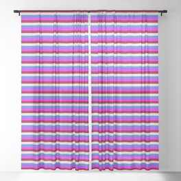 [ Thumbnail: Lavender, Royal Blue, Fuchsia, and Maroon Colored Lined Pattern Sheer Curtain ]