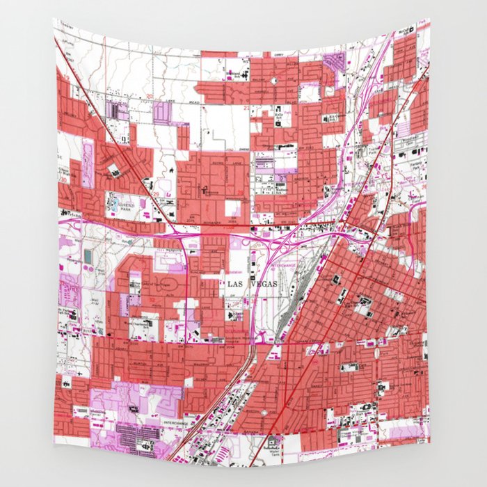 Vintage Map of Las Vegas Nevada (1967) Wall Tapestry by BravuraMedia