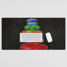 Zen Pebbles Chakras - Watercolor & Gold Desk Mat