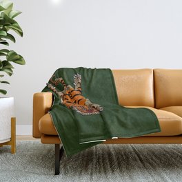 TIBETAN TIGER RUG-green Throw Blanket