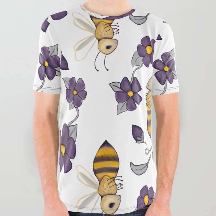 Bee Blossoms All Over Graphic Tee