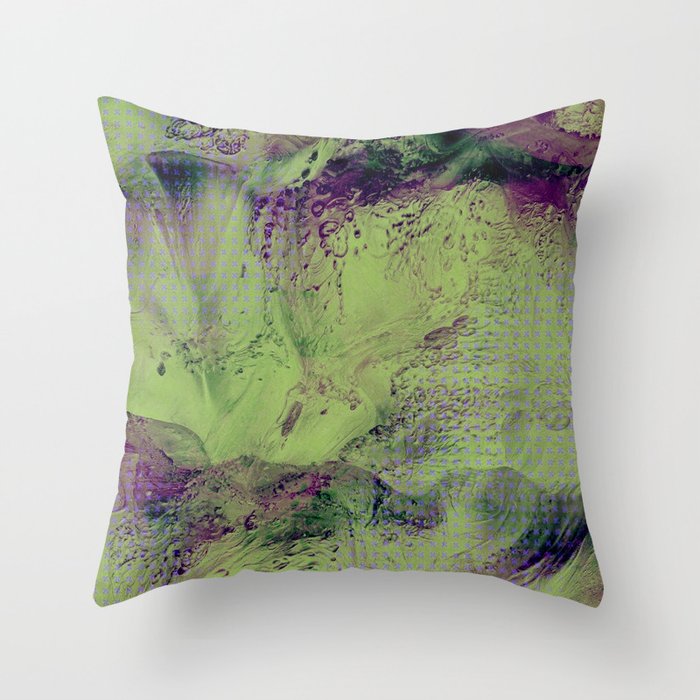 Turbulence No1 green and purple Throw Pillow