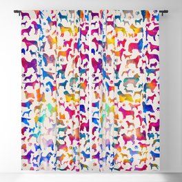 Fun Colorful Dog breeds Silhouettes Pattern Blackout Curtain