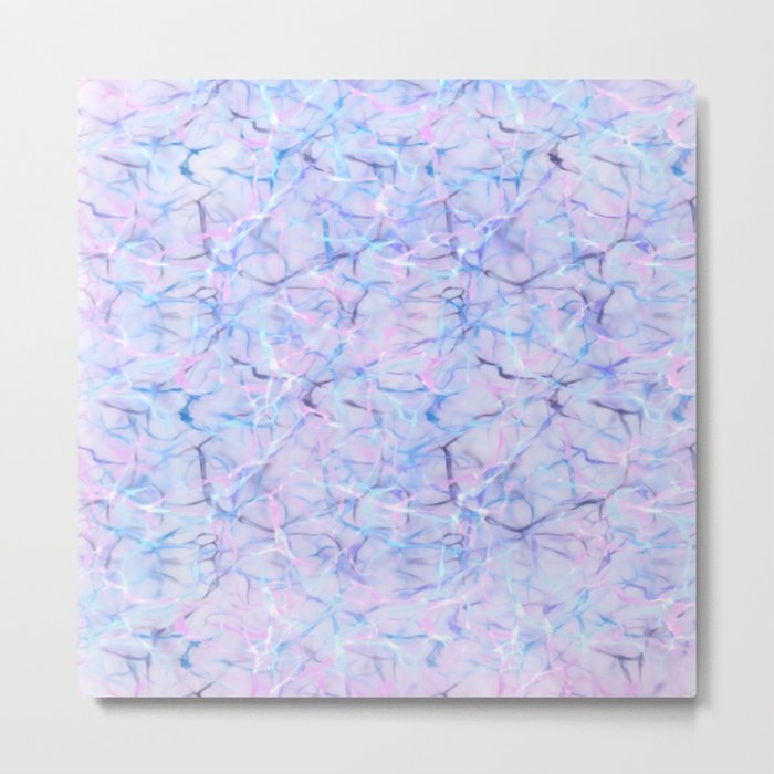Abstract pink teal lavender watercolor marble pattern Metal Print