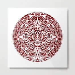 Mayan Calendar // Burgundy Metal Print | Maya, Symbolism, Nativeamerican, Graphicdesign, Mayan, Civilization, Mayancalendar, Duvet, Newage, Mesoamerica 