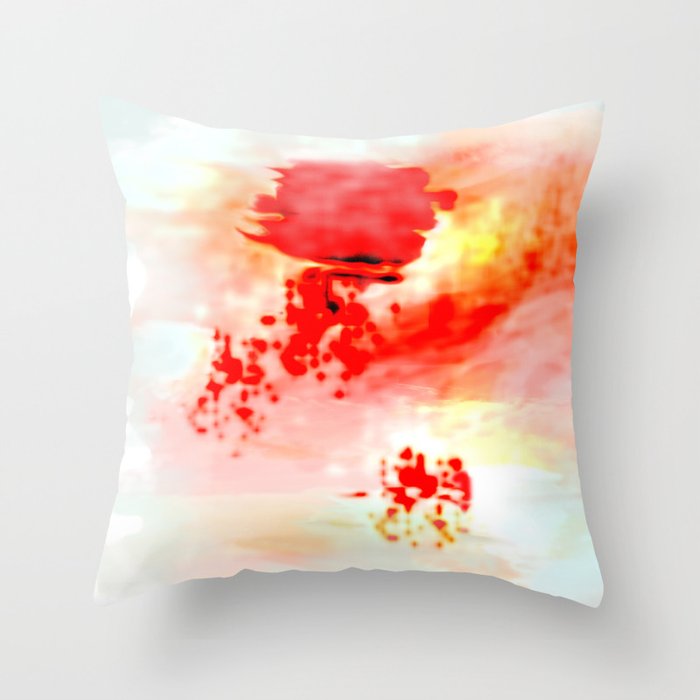 Red Dawning of a Long Journey Abstract Throw Pillow
