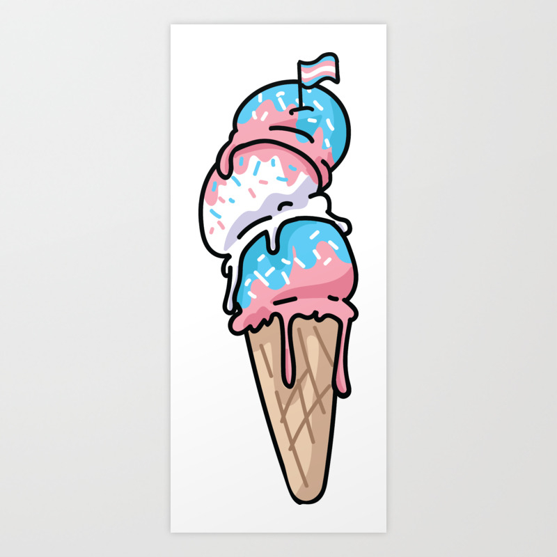 Cute Transgender Ice Cream Cone Cartoon Vector Illustration Motif Set Art Print By Limolida Society6