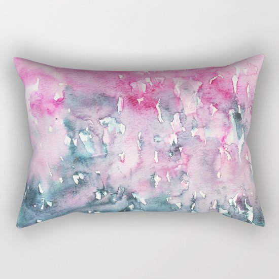 When indigo loves pink || watercolor Rectangular Pillow