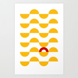 Yellow Waves with Red Accent Art Print