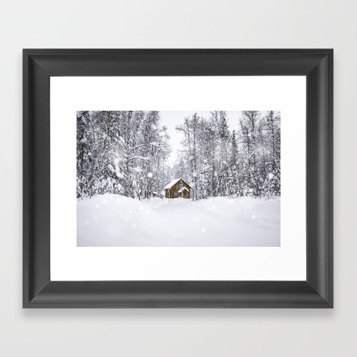 Snowy House in Alaska Framed Art Print