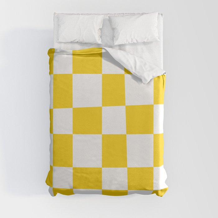 Abstract Checker Pattern 227 Yellow Duvet Cover