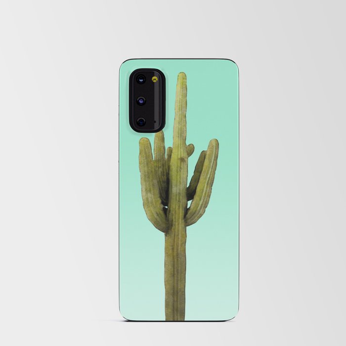 Cactus on Cyan Wall Android Card Case | Photography, Tropical, Nature, Botanical, Desert, Outback, Cactus, Palm, Sun, Sky