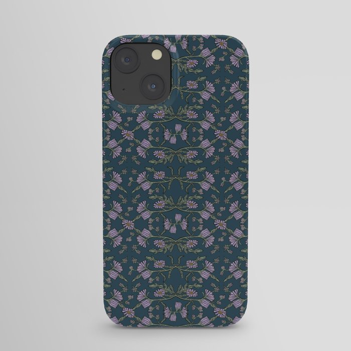 Block Print Floral Pattern Blue iPhone Case
