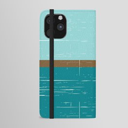 Teal, Aqua and Brown Color Block iPhone Wallet Case