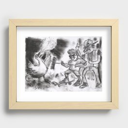 "Teens Fighting a Goose" (from Farts 'N' Crafts episode 5) Recessed Framed Print
