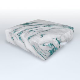 Gray Marble Aqua Teal Metallic Glitter Foil Style Outdoor Floor Cushion