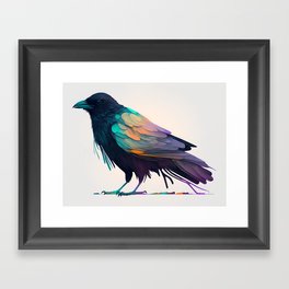 Crow with colorful wings Framed Art Print