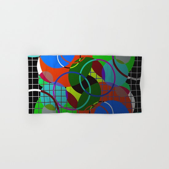 Caged Geometry - Abstract, metallic, geometric, rainbow coloured circles Hand & Bath Towel
