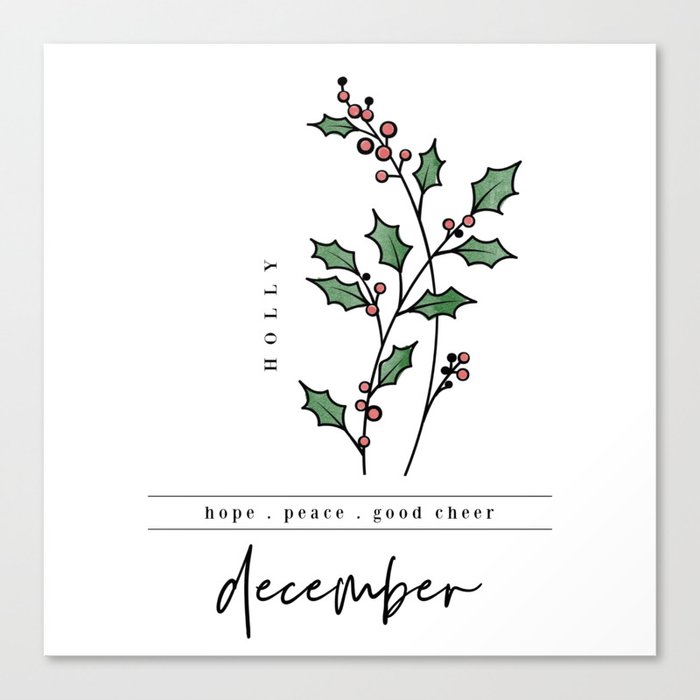 December Birth Flower | Holly Canvas Print