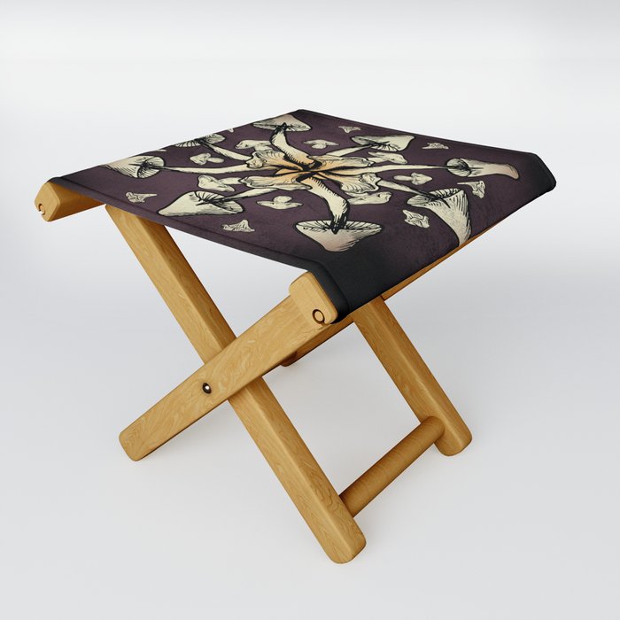 mushroom mandala folding chair, art by Sherrie Thai of Shaireproductions.com