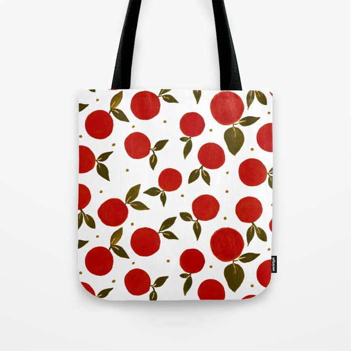 Tangerine pattern - red and olive Tote Bag