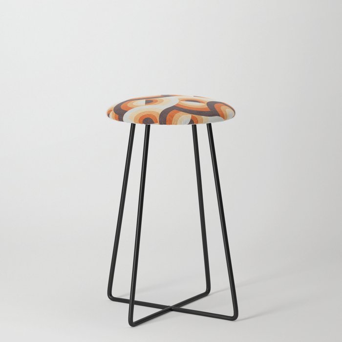 Here comes the sun // brown and orange gradient 70s inspirational groovy geometric suns Counter Stool