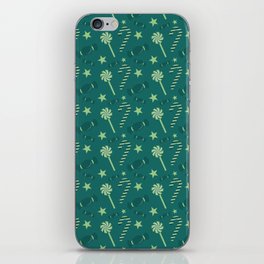 Christmas Vintage Green Blue Candy Cane iPhone Skin