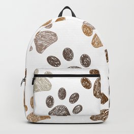 Brown colored paw print background Backpack