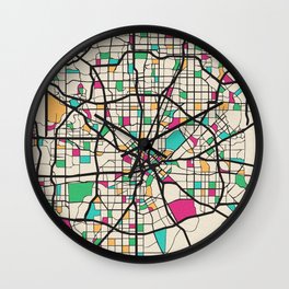 Colorful City Maps: Dallas, Texas Wall Clock