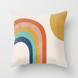 The Sun and a Rainbow Throw Pillow