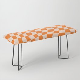 Orange checkered warped pattern, retro 80s groovy Bench