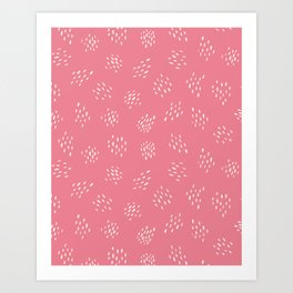 Abstract Lines - White on Pink Art Print